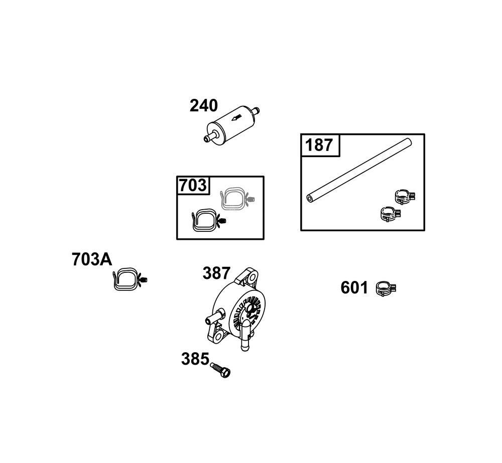 Fuel Supply Group Diagram and Parts List for 44U877-0044-G1 400000 - 699999 Briggs and Stratton Engine